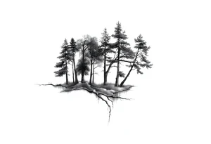 Full arm sleeve that starts with trees on the forearm tattoo idea