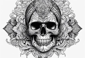 Skull with cool ornaments tattoo idea