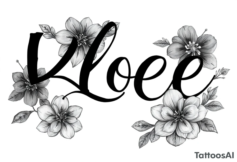 The name Kloee with flowers around it or in it tattoo idea