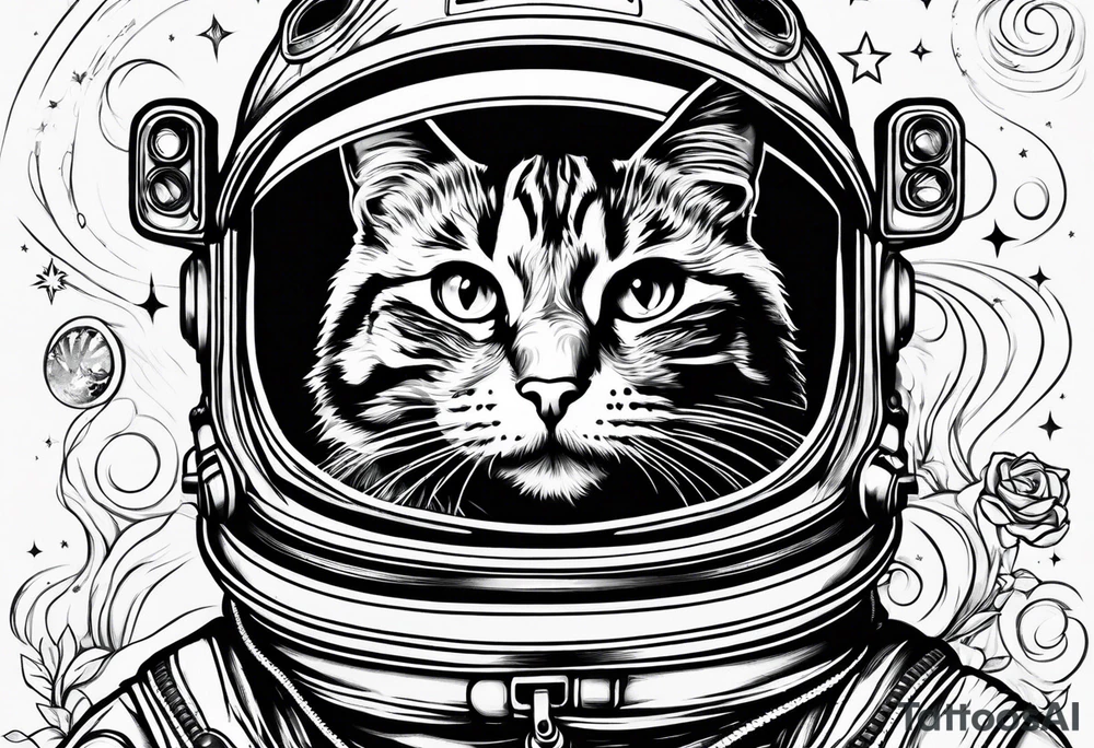 full-body astronaut cat tattoo idea