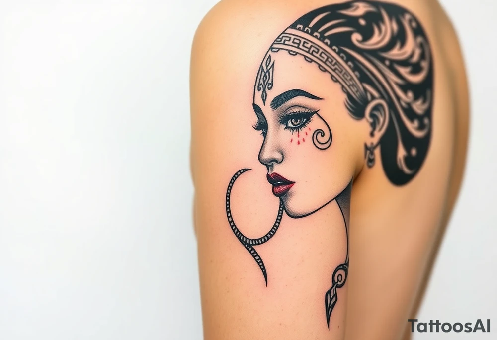 African goddess with tribal makeup tattoo idea