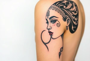 African goddess with tribal makeup tattoo idea