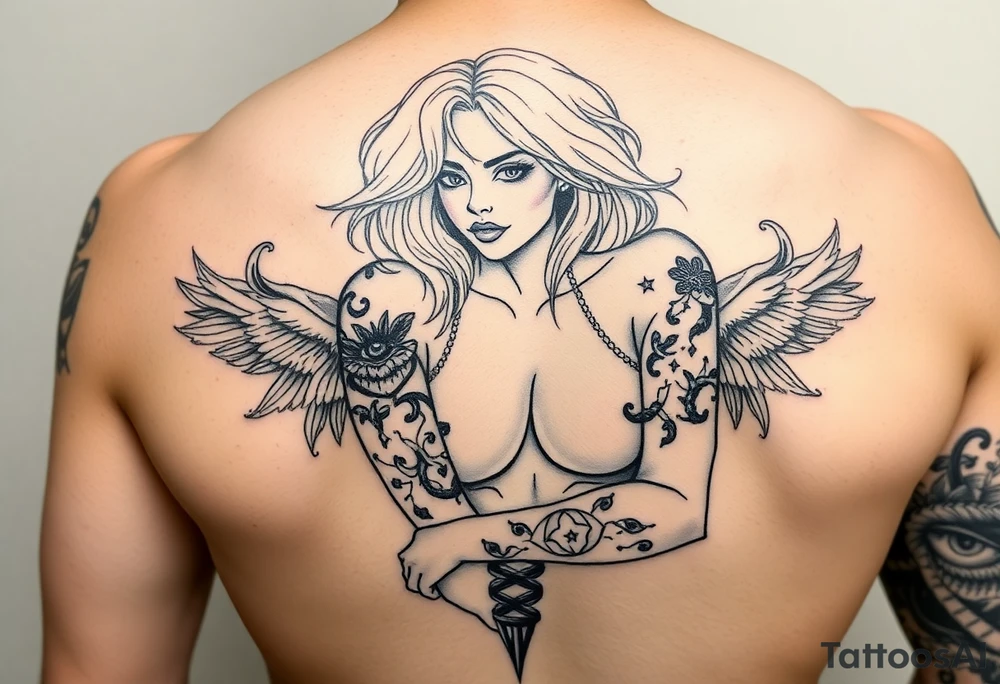 hot nude blonde girl covered in blackout tattoos tattoo idea