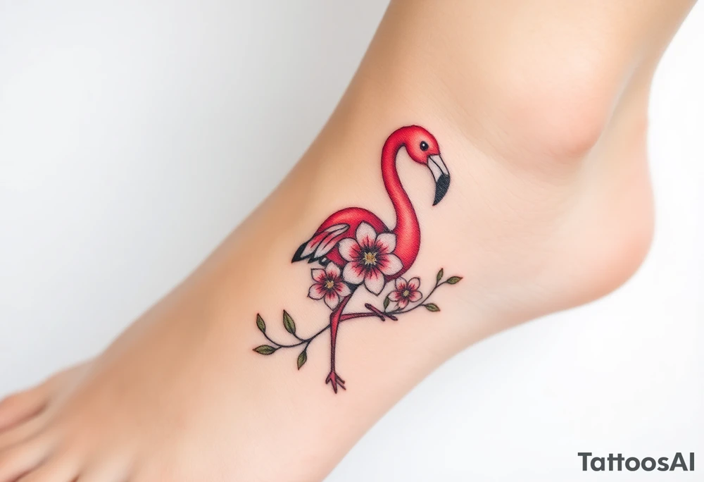 Flamingo made of flower tattoo idea