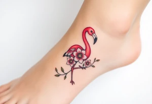 Flamingo made of flower tattoo idea