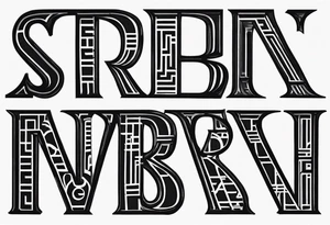 Using all these letters in our names; STEVE, BREANNA. Stack the letters on top of each other to create a design with almost all straight lines tattoo idea