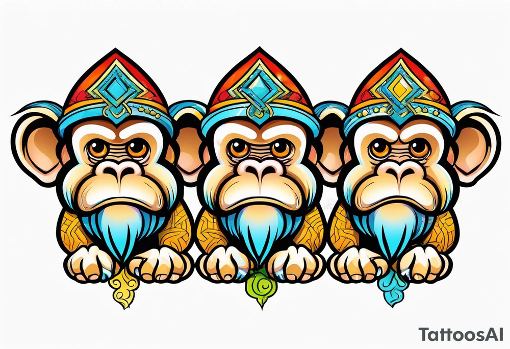 three wise monkeys symbol tattoo idea