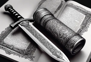 Sword wrapped in bible verses tattoo idea