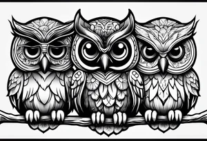 Cute Owls. Hear no evil, see no evil, speak no evil tattoo idea