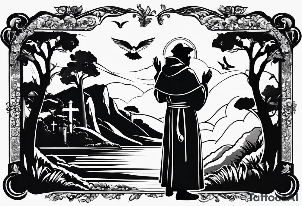 a silhouette of st francis of asissi tattoo idea
