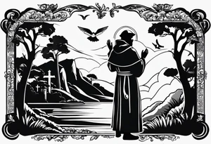 a silhouette of st francis of asissi tattoo idea