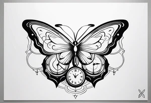 Butterfly with Clock tattoo idea