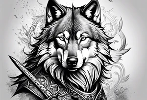wolf with sword tattoo idea