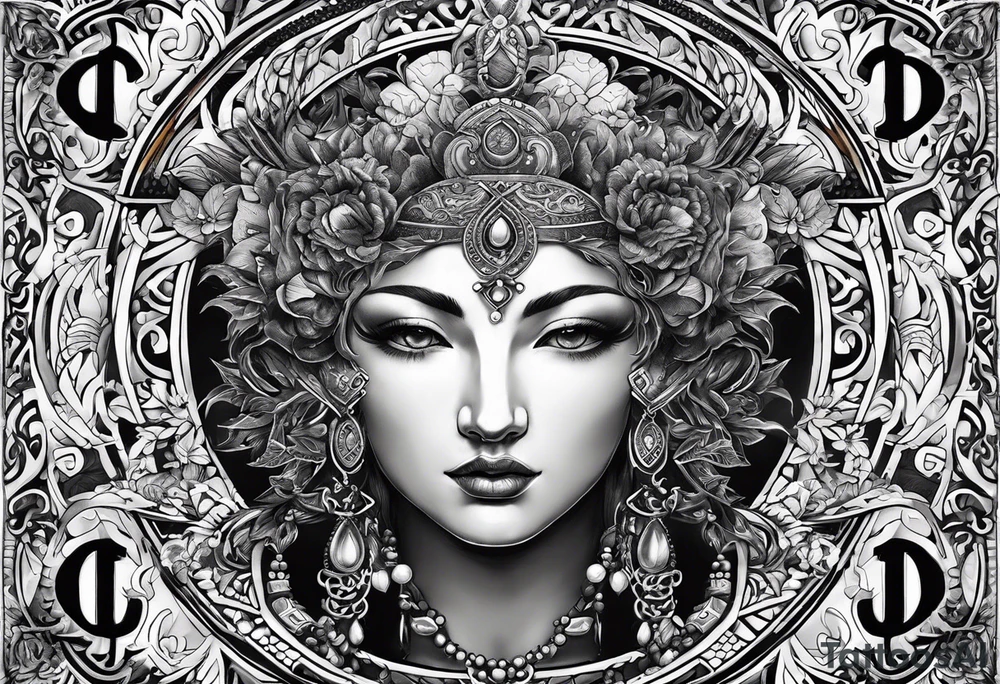 omega greek sign black magic style tattoo idea
