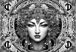 omega greek sign black magic style tattoo idea