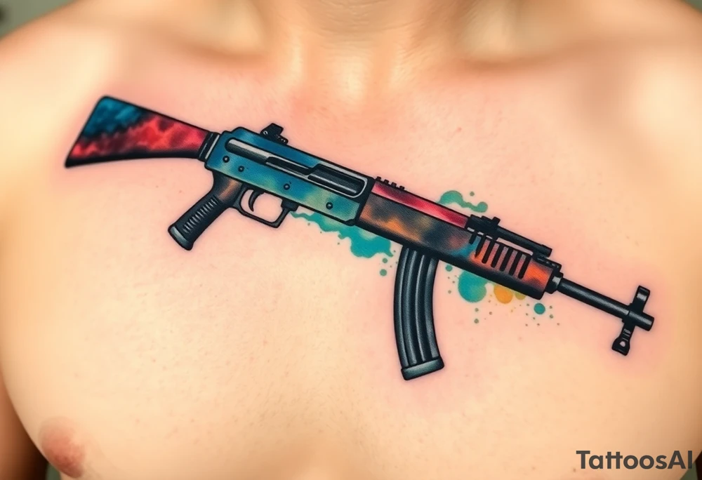 ak 47 silhouette tattoo idea