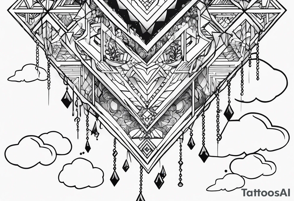 Make me a tattoo that says snvckz the jeweler with clouds and drippy diamonds tattoo idea