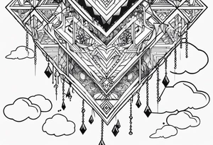 Make me a tattoo that says snvckz the jeweler with clouds and drippy diamonds tattoo idea