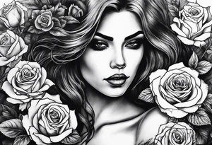 Death women with roses tattoo idea