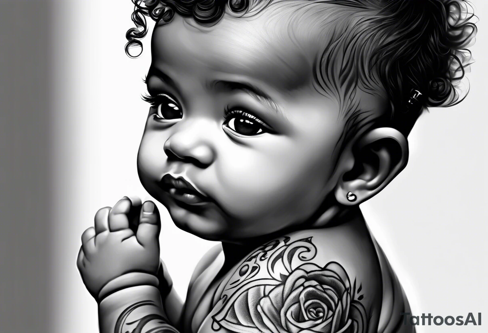 Mixed raced baby with Isaiah written in script underneath tattoo idea Mixed raced baby with Isaiah written in script underneath tattoo idea