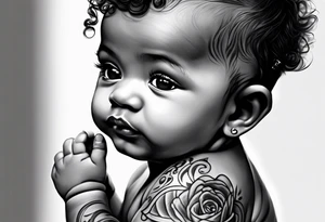 Mixed raced baby with Isaiah written in script underneath tattoo idea