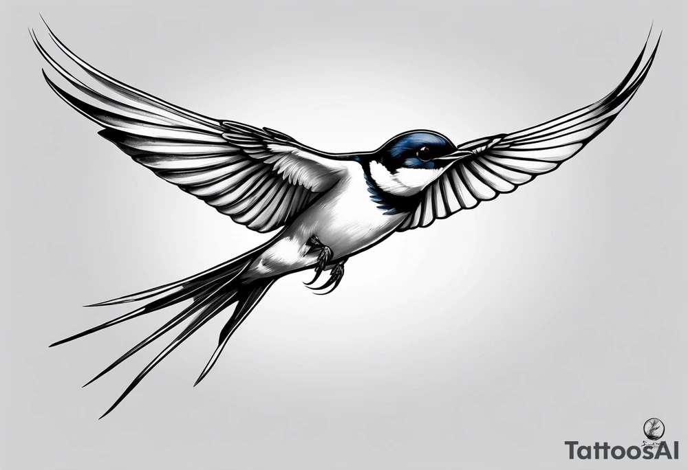 realistic swallow with open wings tattoo idea