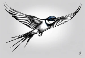 realistic swallow with open wings tattoo idea