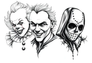 Pennywise, Freddy Krueger, Michael Meyers, and jason voorhees tattoo idea