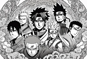 Naruto, sasuke, luffy, zoro, natzu, laxus tattoo idea