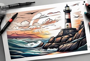 lighthouse a bit realistic tattoo idea