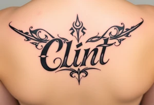 Clint spelled out in tribal lettering tattoo idea