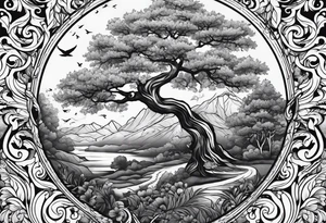 Half sleeve, tree, birds tattoo idea