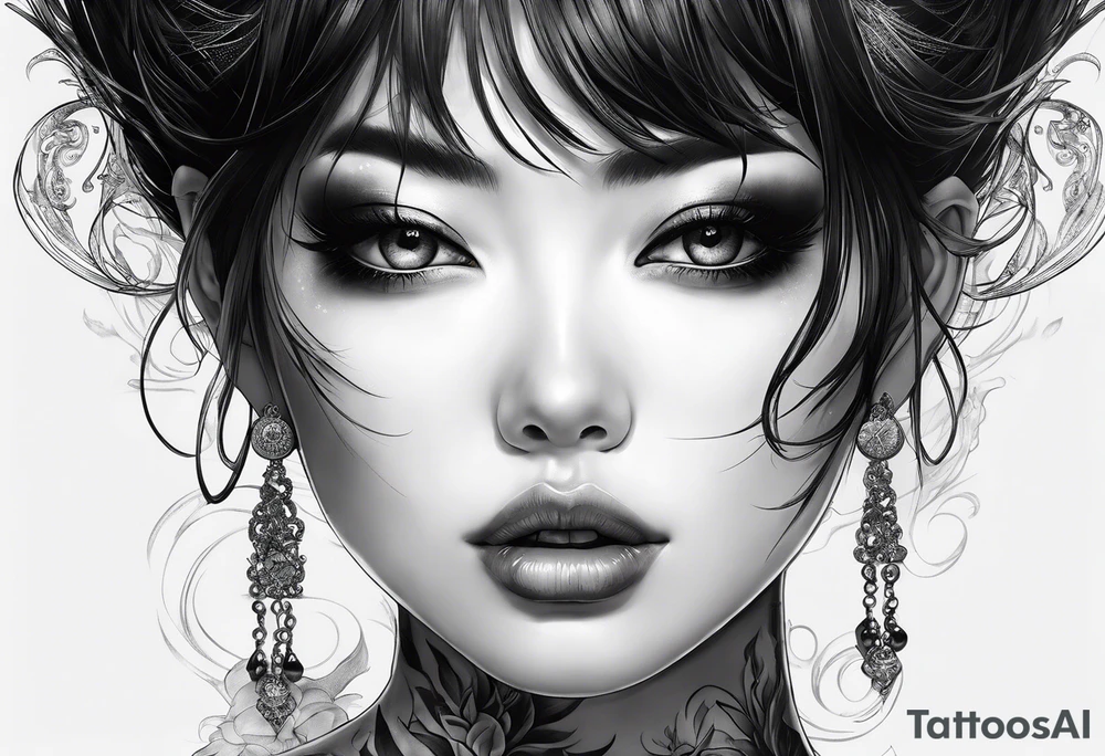 portrait of tomie with gore tattoo idea