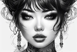 portrait of tomie with gore tattoo idea