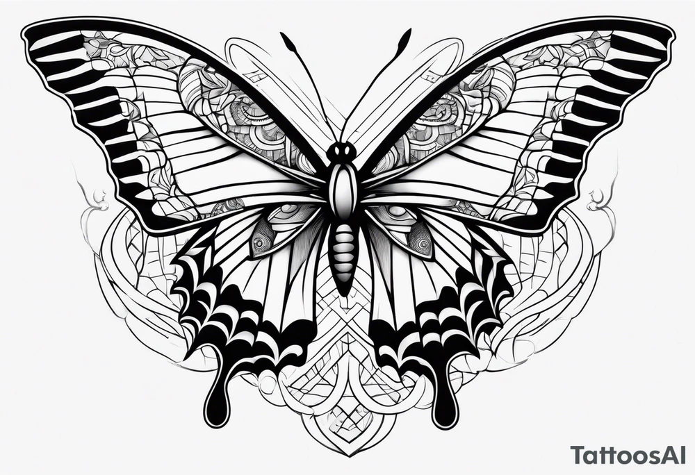 Tête de serpent papillon gorge tattoo idea