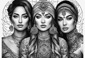 three person side by side. Daughter on the left, mother in the middle, grandmother on the right. greater age difference tattoo idea