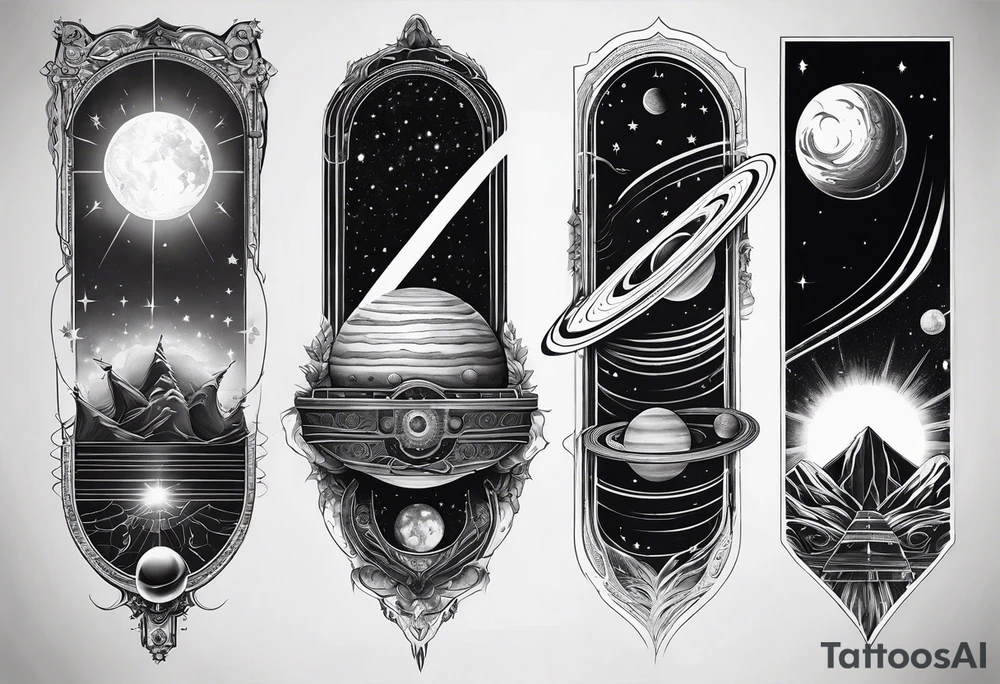 solar system spine tattoo idea