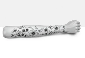 Doodles full sleeve with flowers. Not perfect lines. tattoo idea