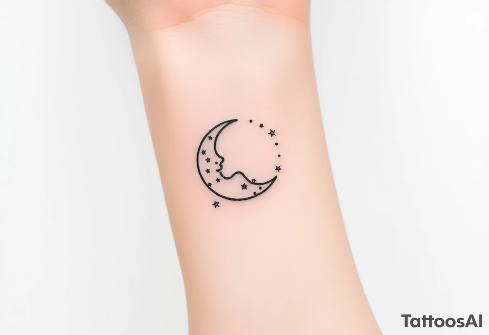 moon with stars tattoo idea