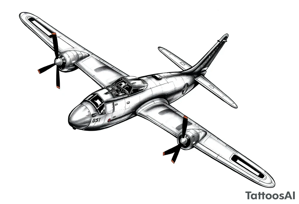 b26 marauder, aviation inspired, sleeve tattoo tattoo idea