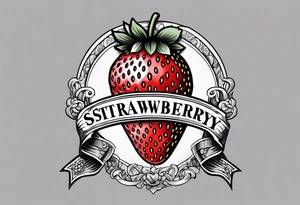 Single strawberry with a banner that reads “Pops” tattoo idea