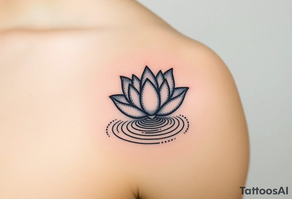 serene lotus flower emerging from sacred waters with ripples tattoo idea