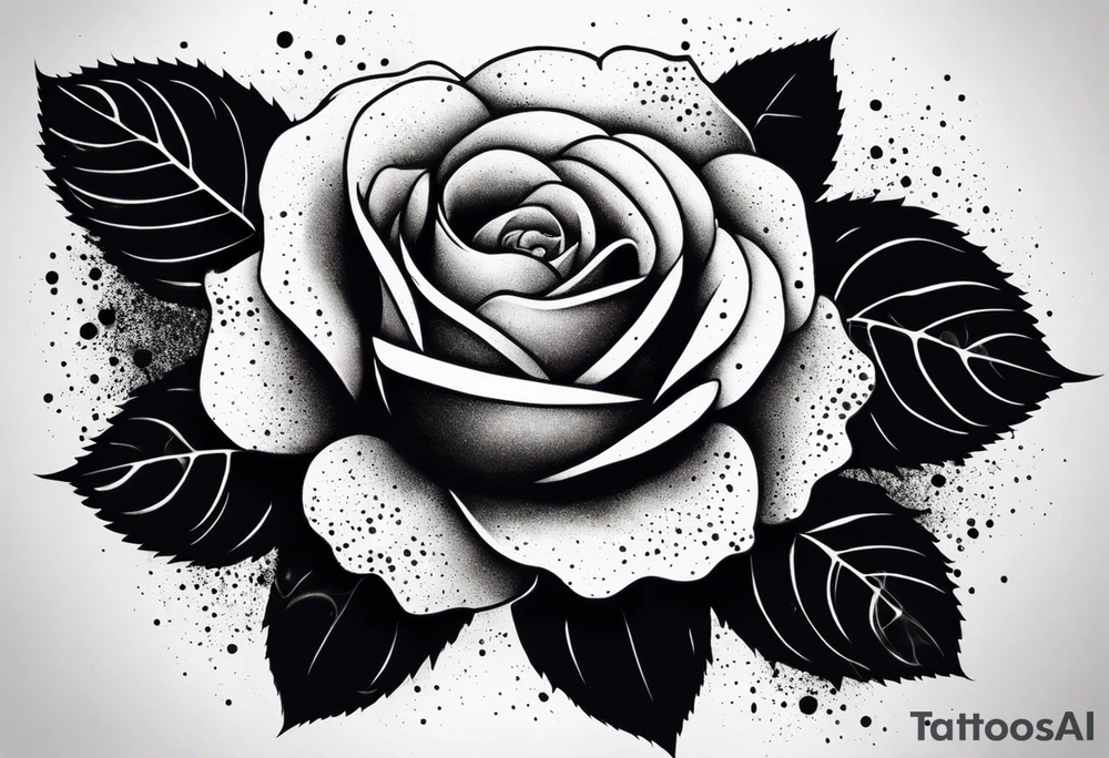 simple rose with ink splash white background tattoo idea