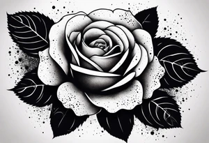 simple rose with ink splash white background tattoo idea