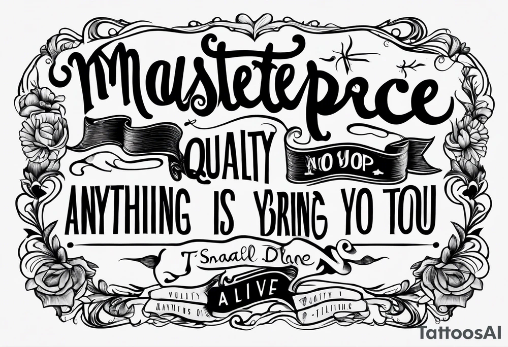 Simple quote tattoo with no picture 
that says, "anything or anyone that does not bring you alive is too small for you." tattoo idea