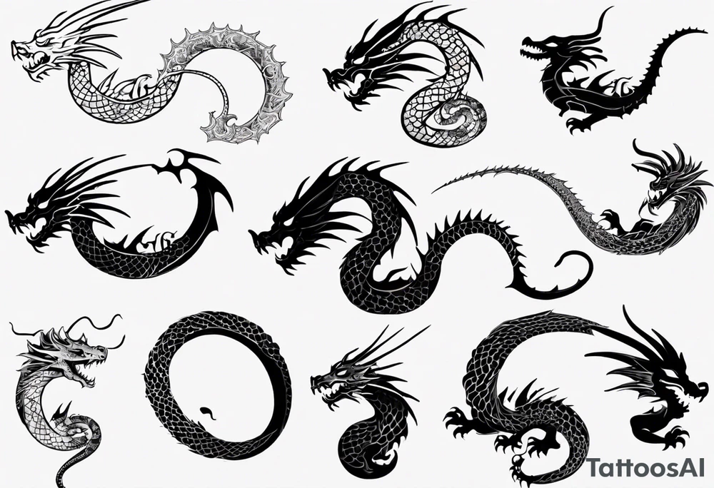dragon with long body and scales tattoo idea