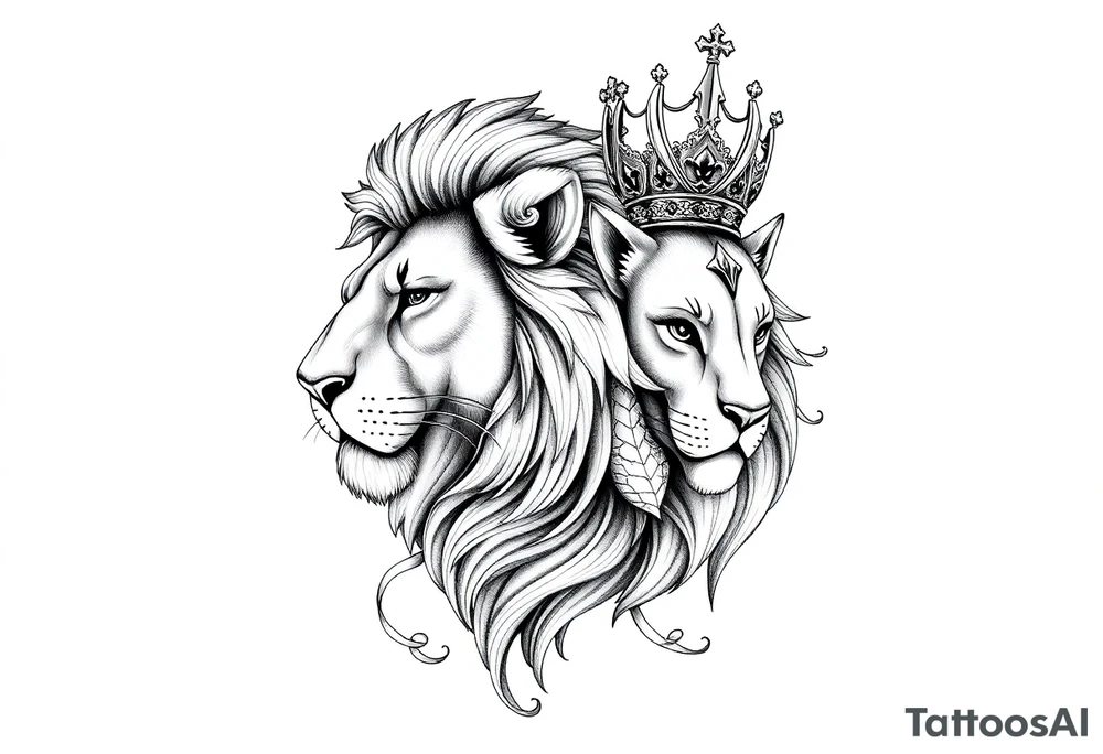 powerful majestic lion vagina and anus
with a crown tattoo idea