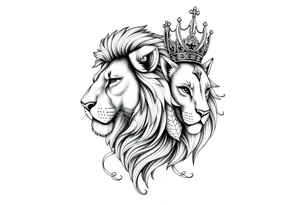 powerful majestic lion vagina and anus 
with a crown tattoo idea