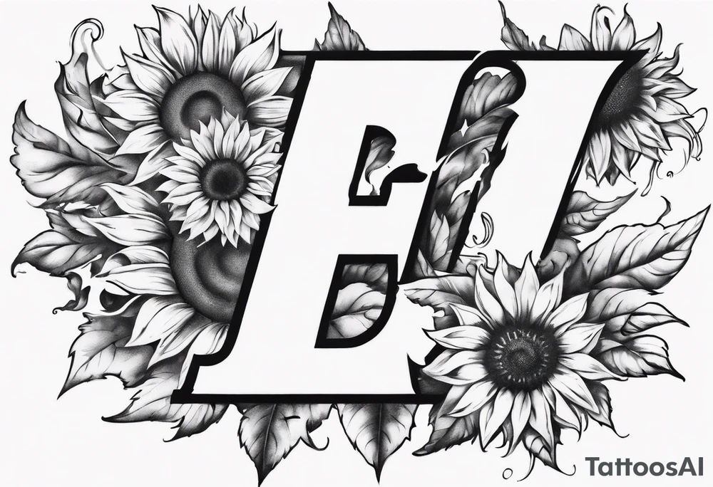 combining the letters E and H with a sunflower image tattoo idea combining the letters E and H with a sunflower image tattoo idea
