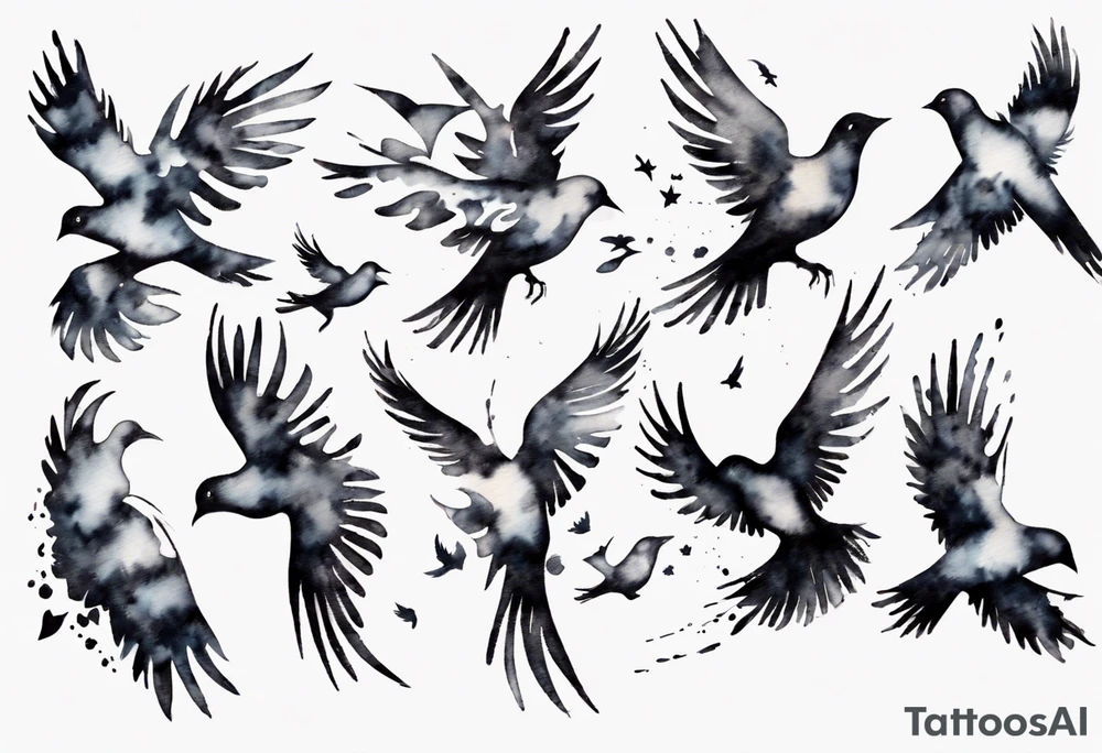 composition with birds flying free, puzzle piece tattoo idea composition with birds flying free, puzzle piece tattoo idea